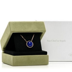Van Cleef & Arpels 18K Yellow Gold Lapis Lazuli Perlee Couleurs Pendant Necklace